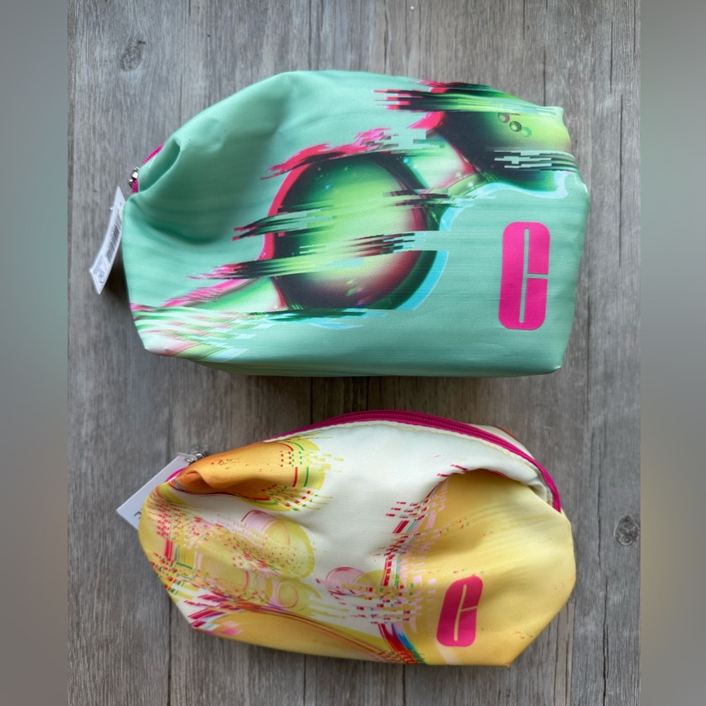 2 Clinique Green & Yellow Makeup Bags